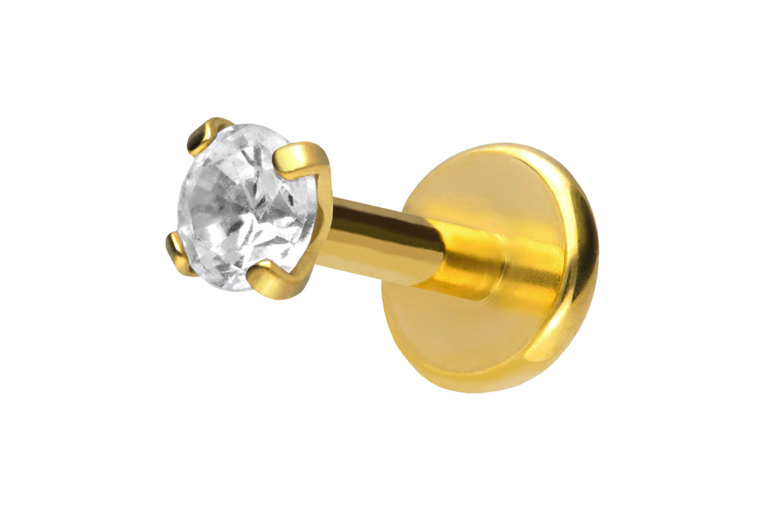 Titan Labret Piercing mit Push Fit EINGEFASSTER KRISTALL